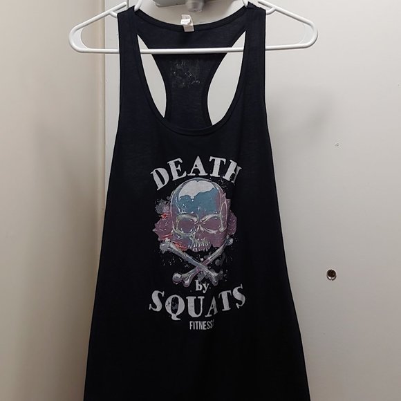 GENTLY USED, DEATH BY SQUATS TANK TOP, LARGE!!! - Picture 1 of 3